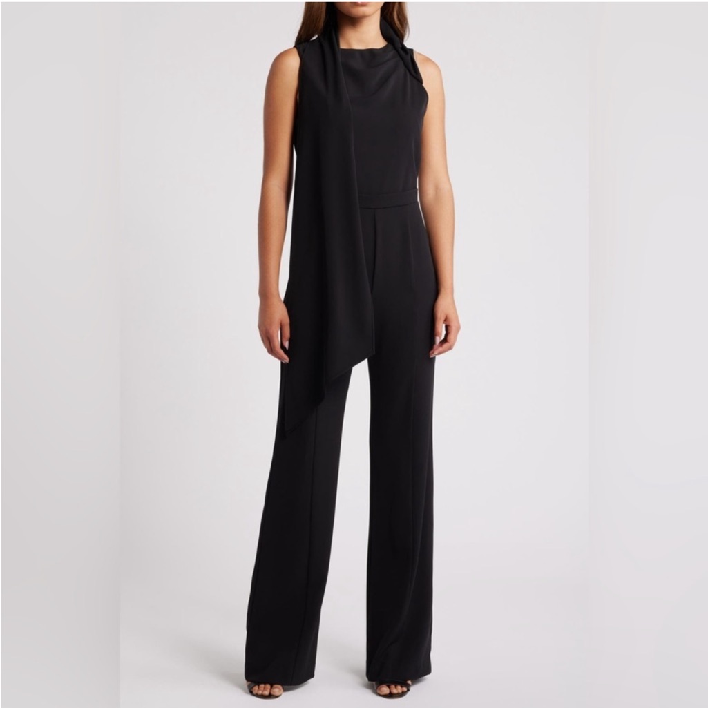 Black Halo 14 Nwot Enola Side Drape Sleeveless Jumpsuit Minimal Elegant Classy